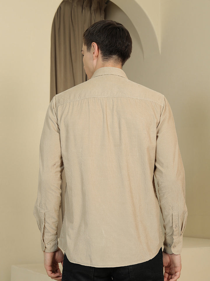 Chic Latte Beige Corduroy Shirt