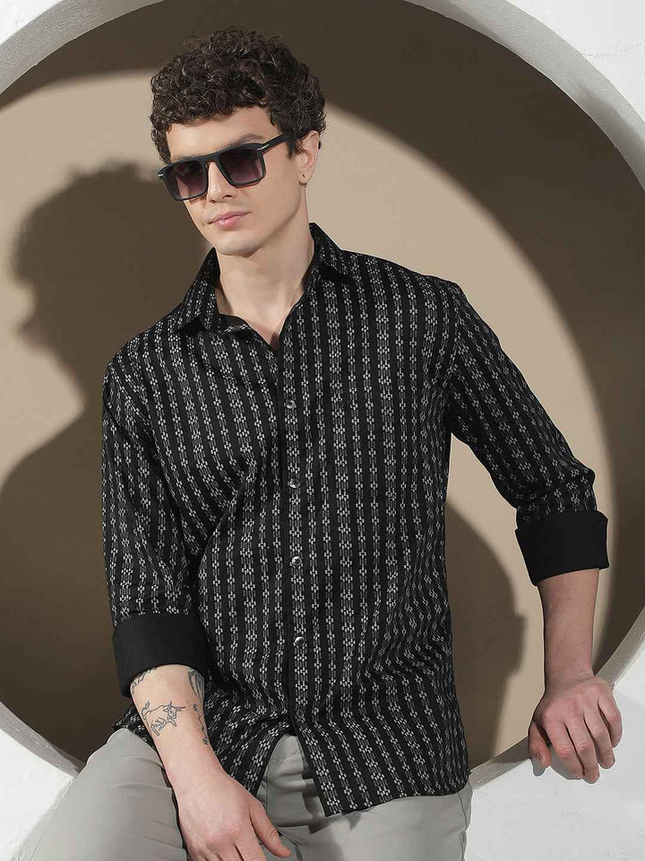 Black Printed 100% Cotton Shirt