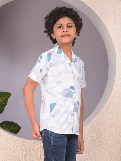 Blue Printed Resort-Collar Shirt