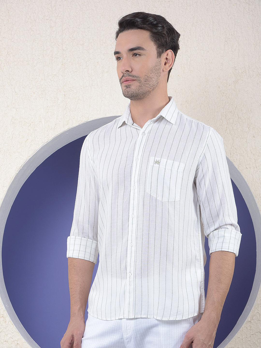 Striped Linen Green Shirt