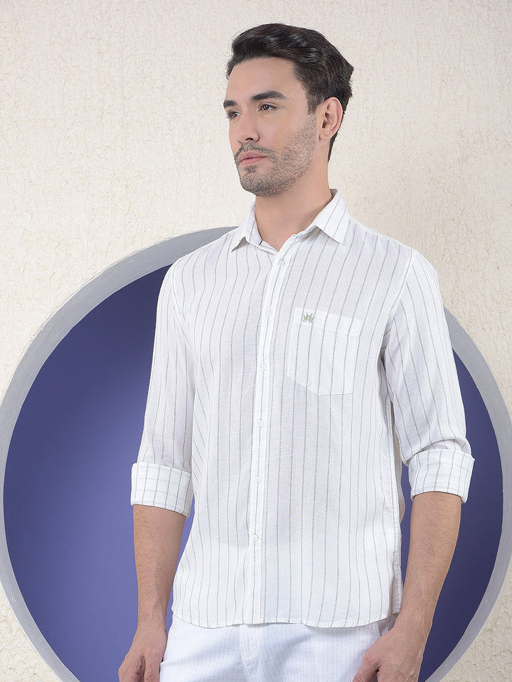 Striped Linen Green Shirt