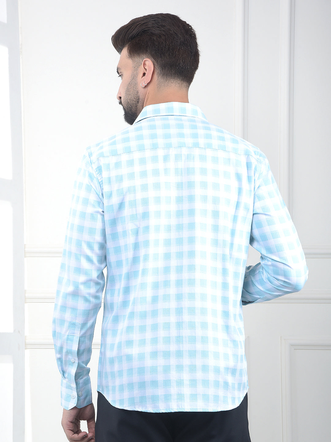 Blue Checked 100% Cotton Shirt