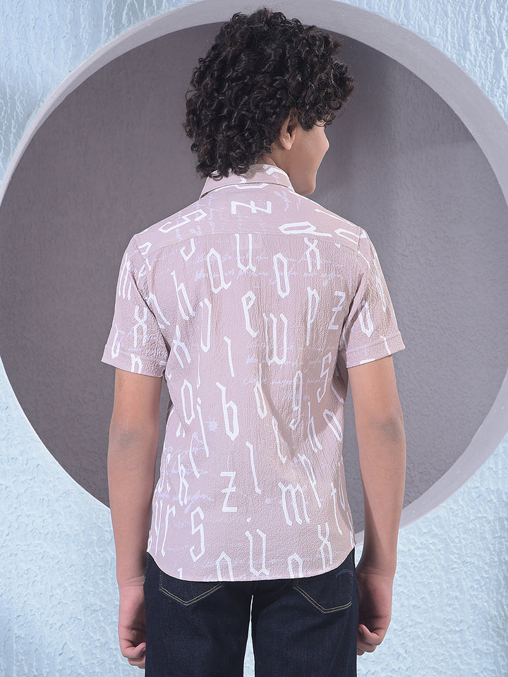 Beige Typographic Print Shirt-Boys Shirts-Crimsoune Club
