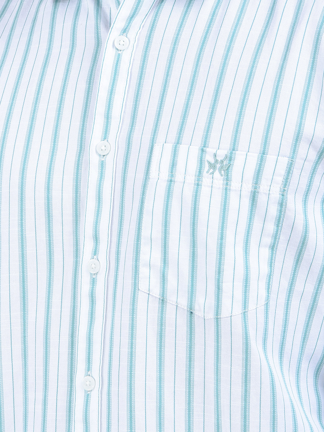 Green Vertical Stripes 100% Cotton Shirt