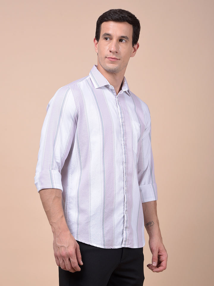 Pink Vertical Stripes 100% Cotton Shirt