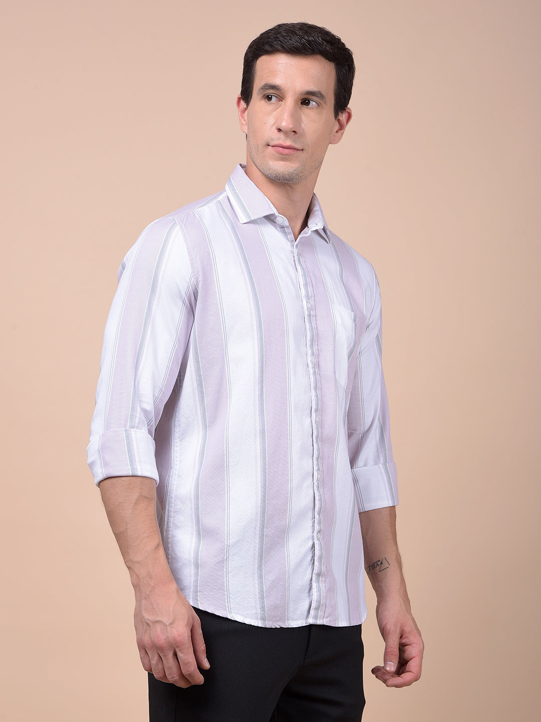 Pink Vertical Stripes 100% Cotton Shirt