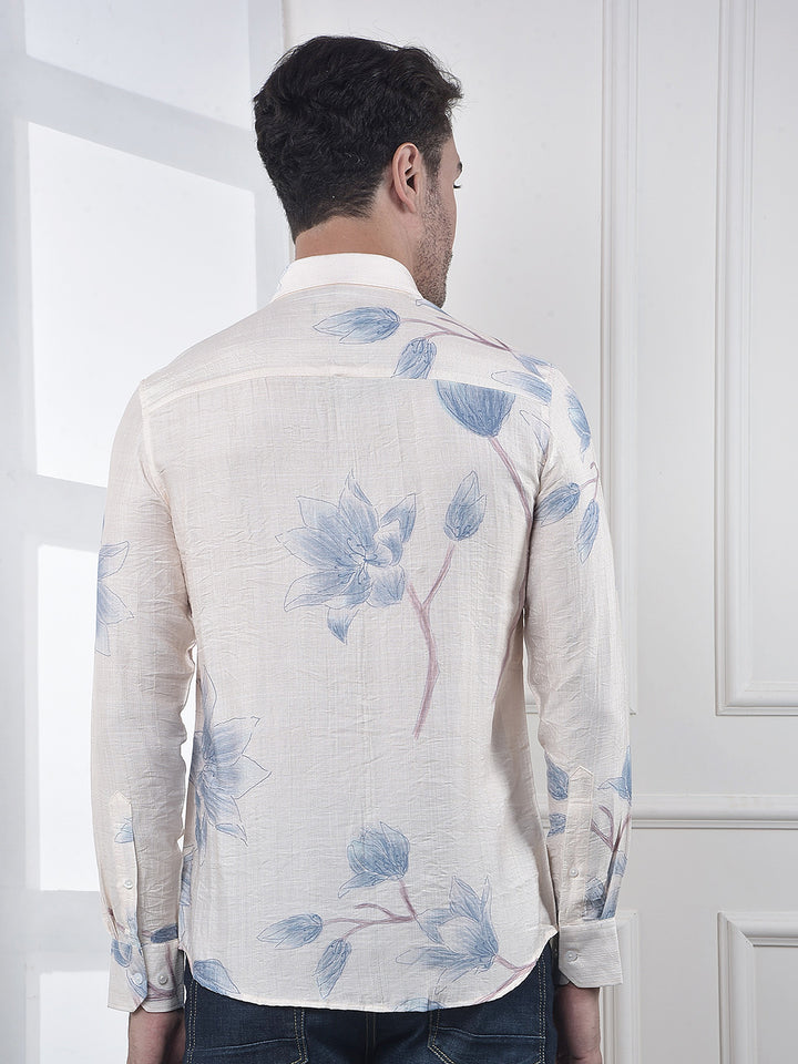 Chic Floral Beige Print Shirt
