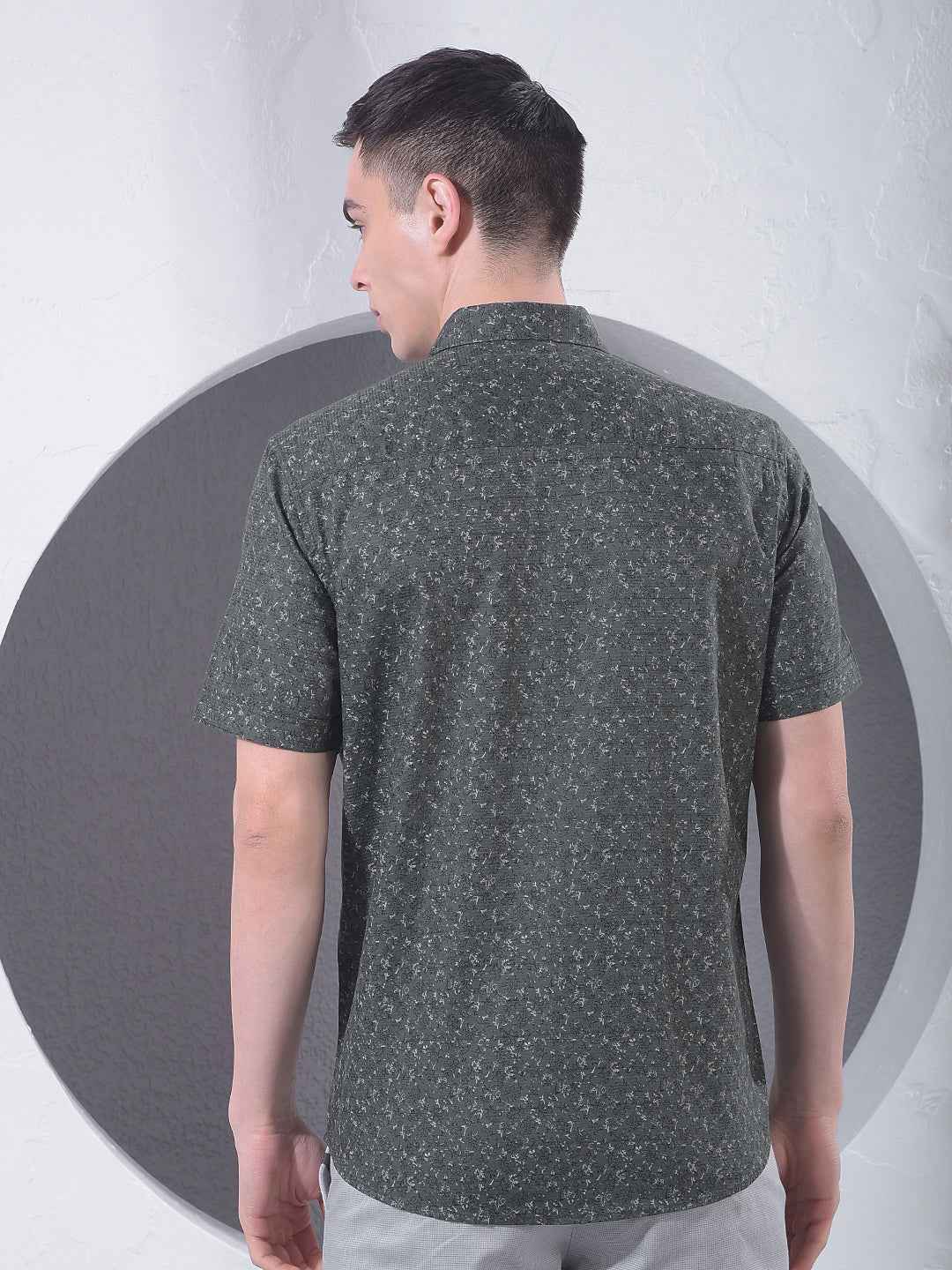 Green Floral Print 100% Cotton Shirt