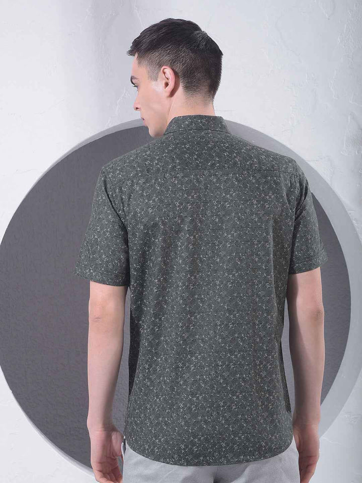 Green Floral Print 100% Cotton Shirt
