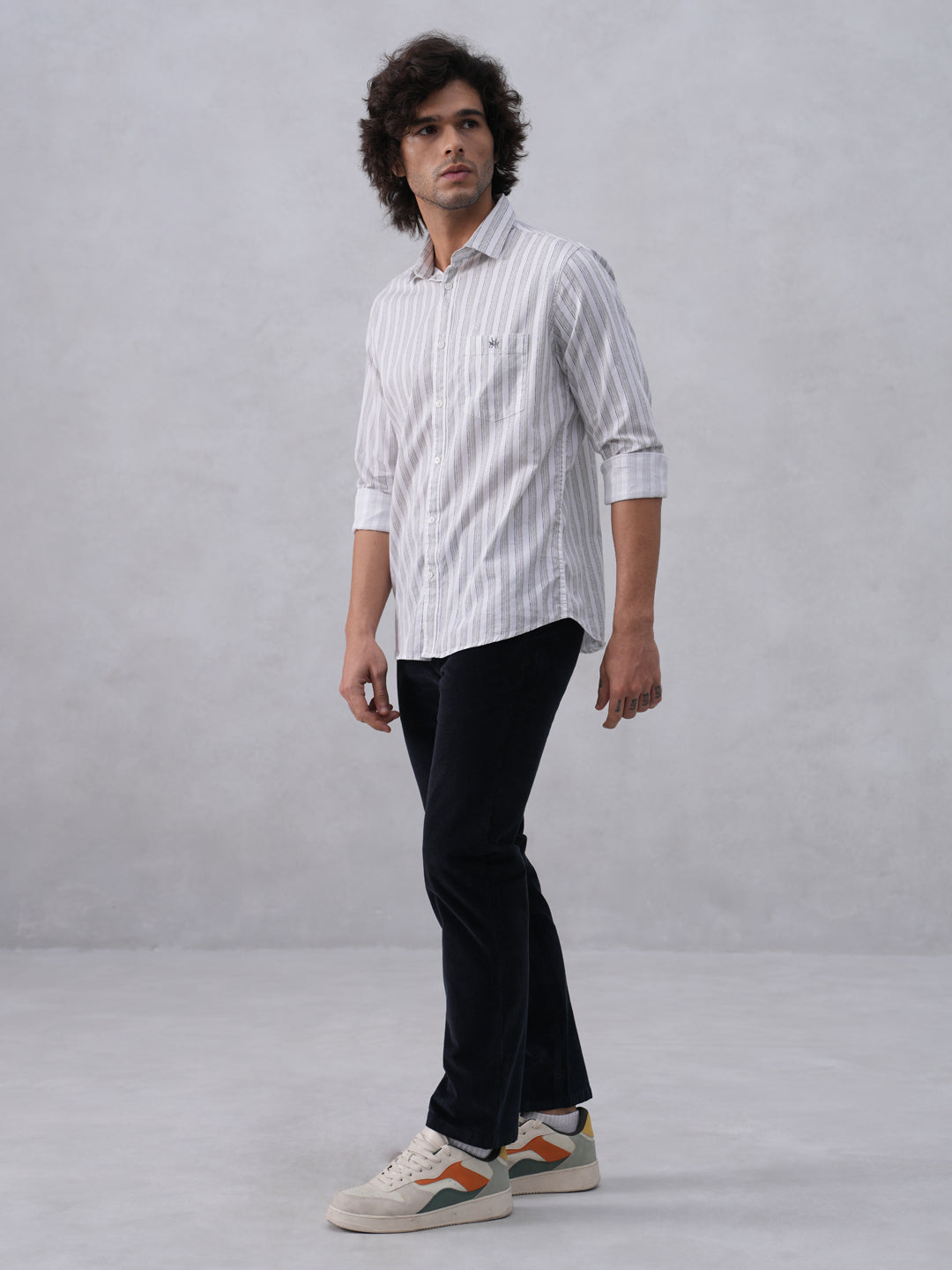 White Vertical Stripes Shirt