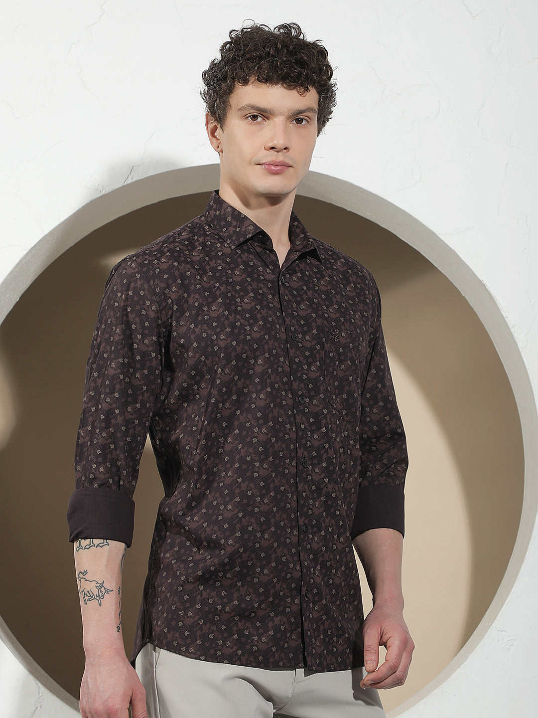 Essential Cocoa Brown Printed Shirt