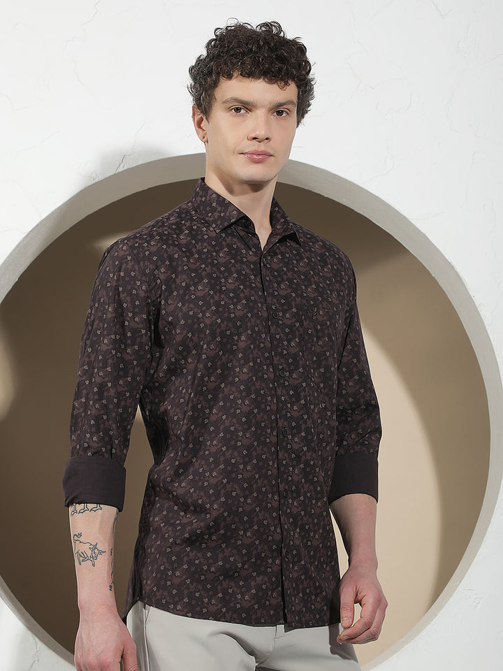 Essential Cocoa Brown Printed Shirt