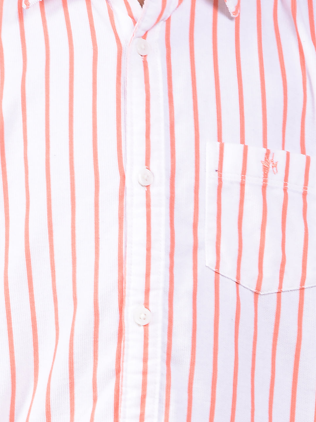 Orange Vertical Stripes 100% Cotton Corduory Shirt