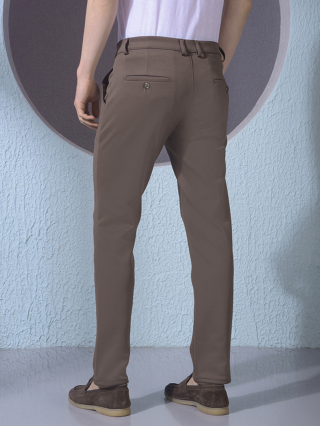 Brown Printed Knitted Trousers