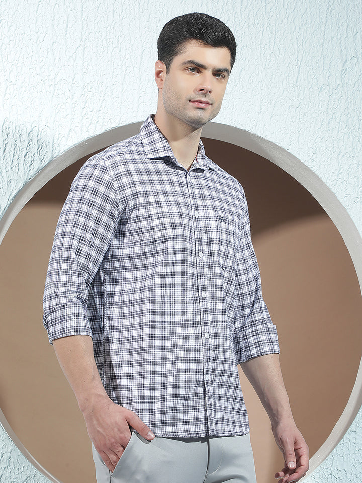 White 100% Cotton Checked Shirt