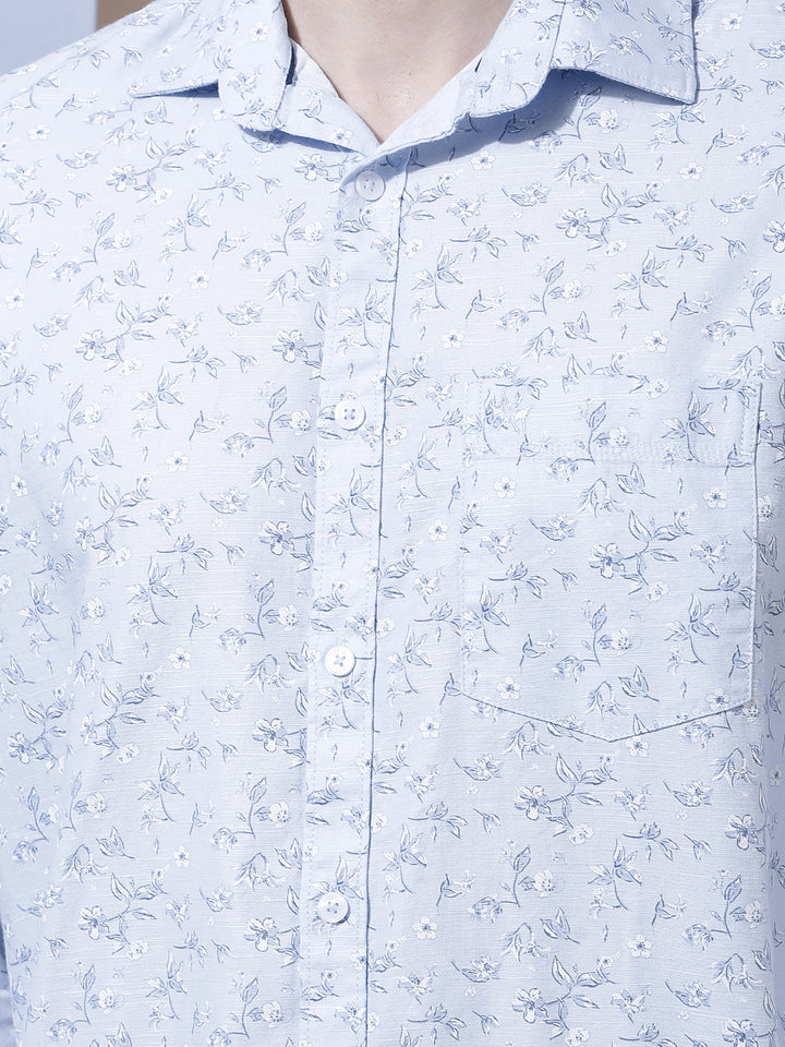 Blue Floral Print Shirt