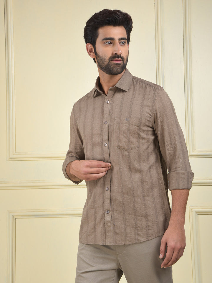 Grey Vertical Stripes 100% Cotton Shirt