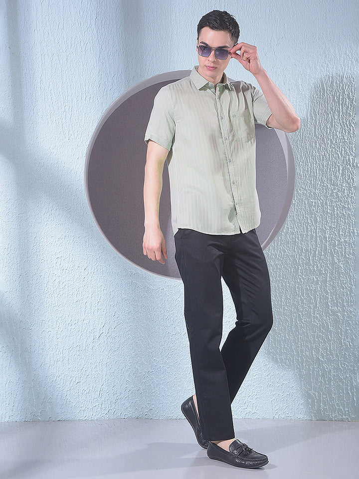 Green Vertical Stripes Shirt