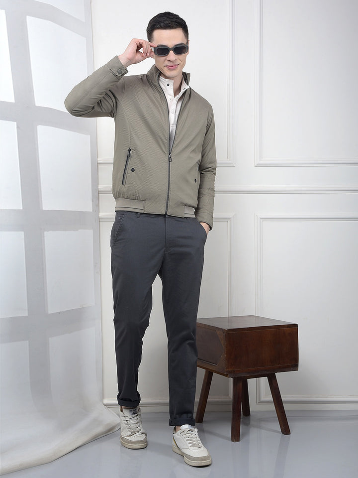 Beige Printed Puffer Jacket