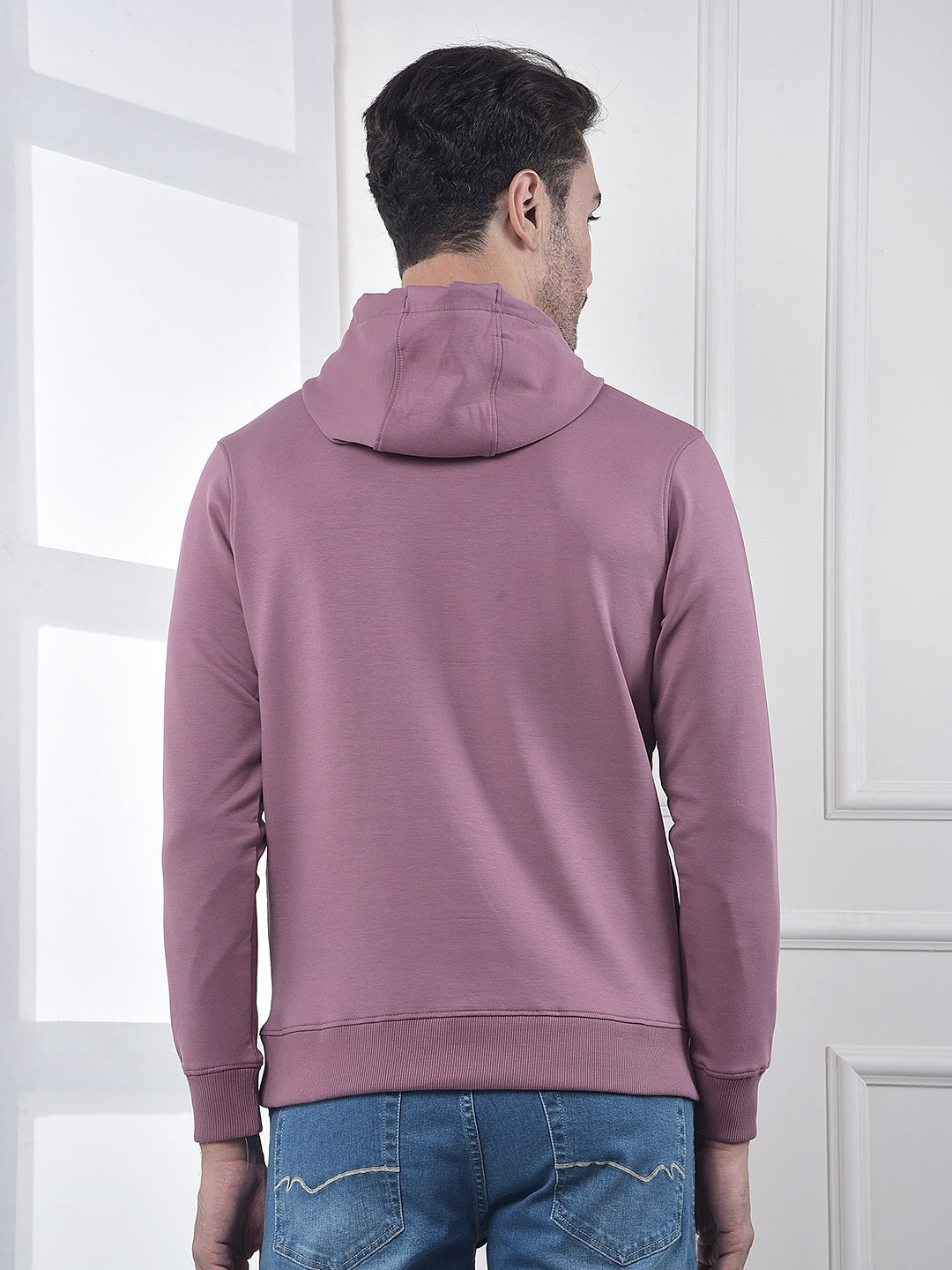 Pink Embroidered Hooded Neck Sweatshirt