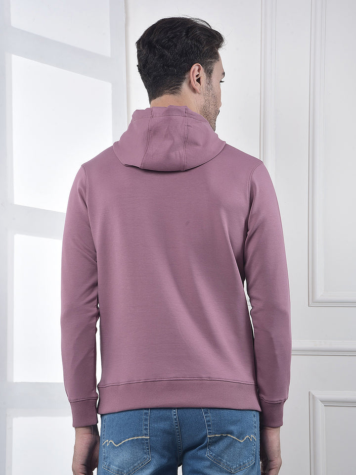 Pink Embroidered Hooded Neck Sweatshirt