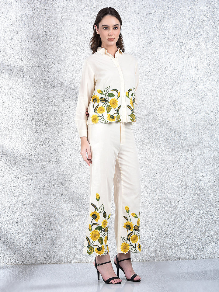 Cream Embroidered Co-Ord Set
