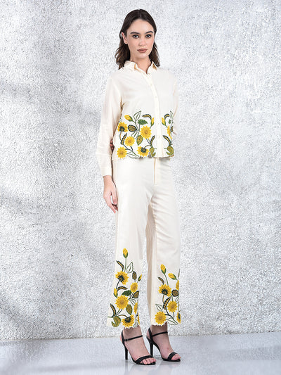 Cream Embroidered Co-Ord Set