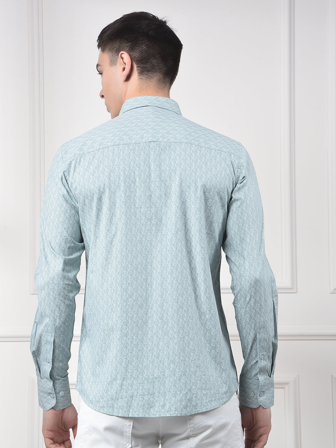 Mint Geo Print Casual Shirt