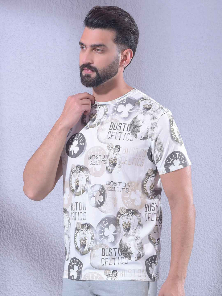 Beige Printed T-Shirt