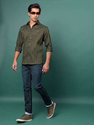 Green Vertical Stripes Shirt