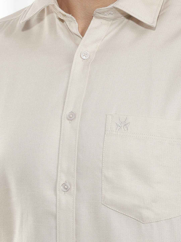 Elegant Beige Casual Shirt