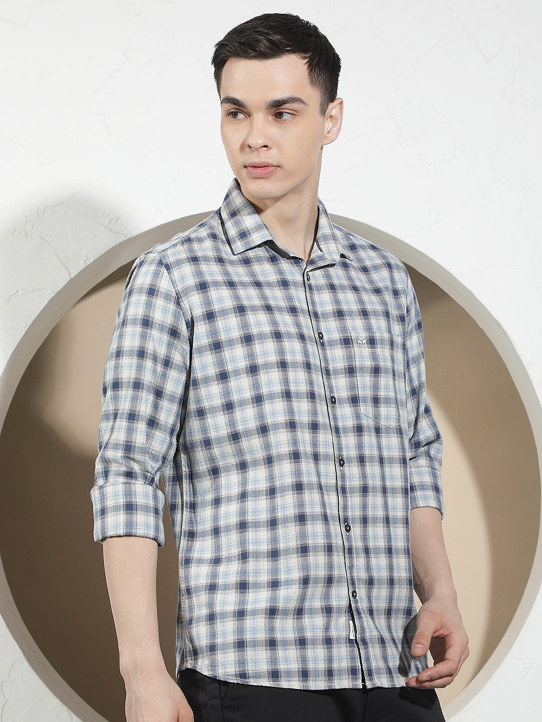 Blue Checked 100% Cotton Shirt