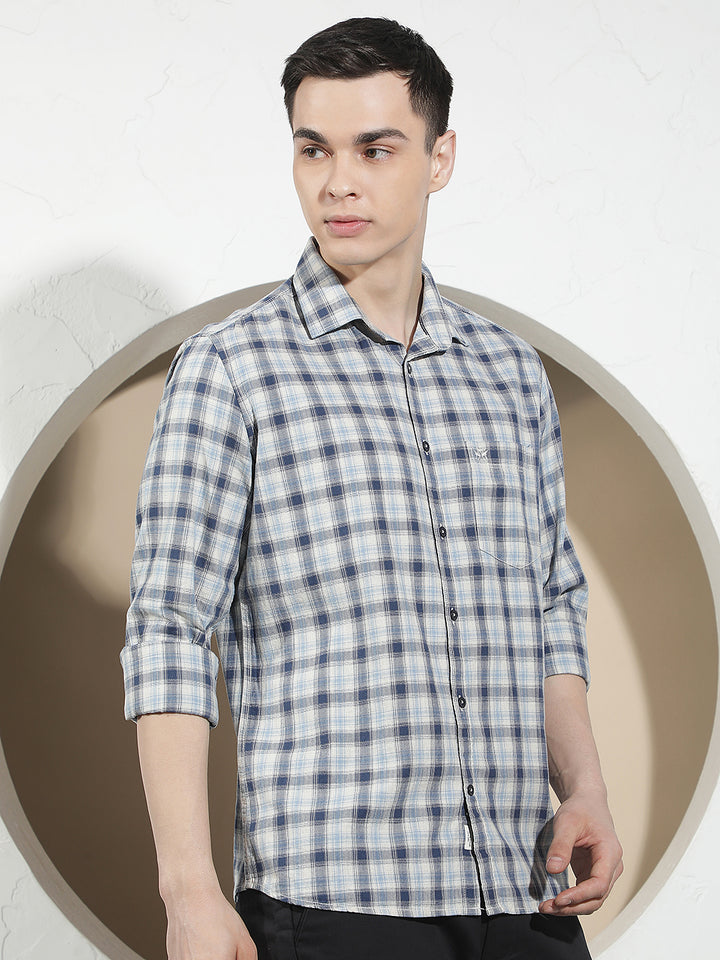 Blue Checked 100% Cotton Shirt