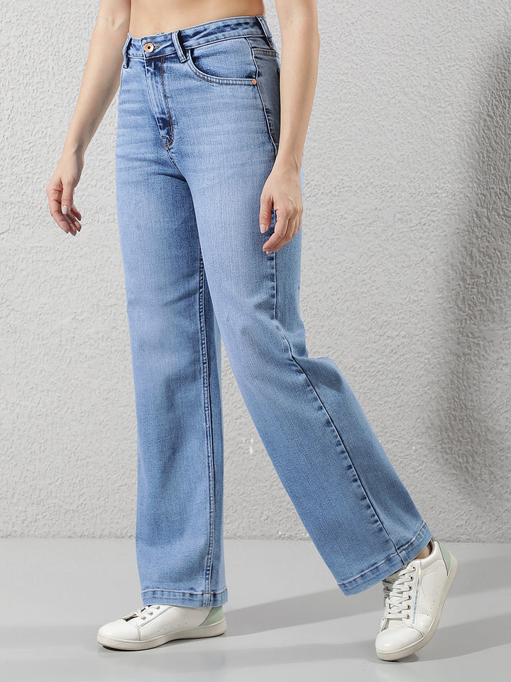 Luxe Royal Blue Wide-Leg Jeans