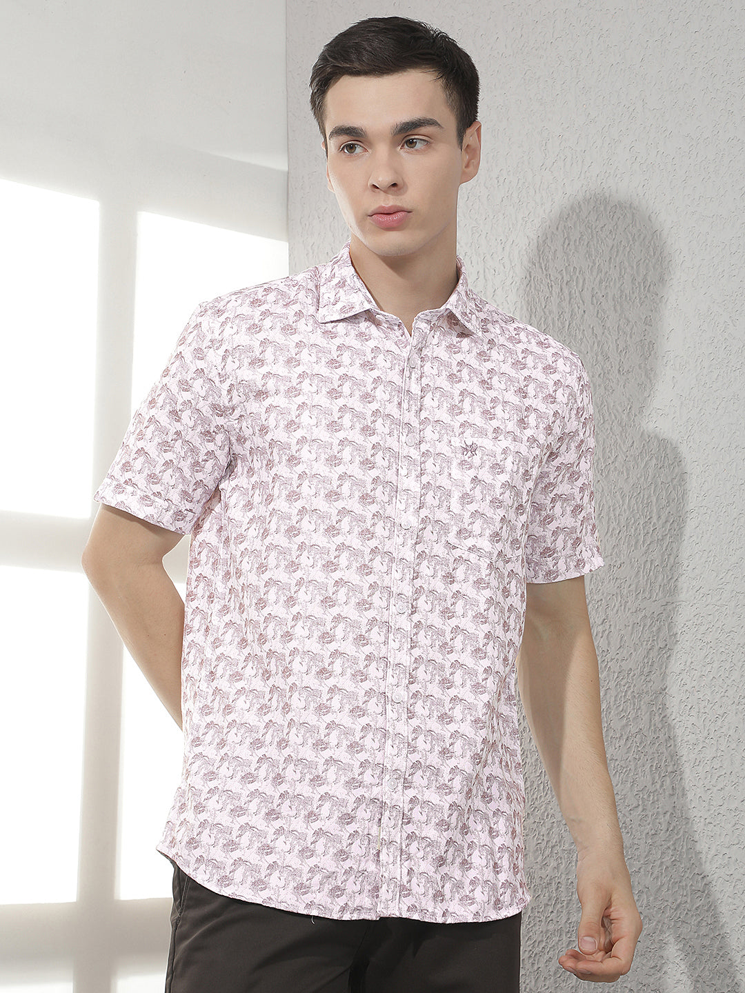 Purple Floral Print 100% Cotton Shirt