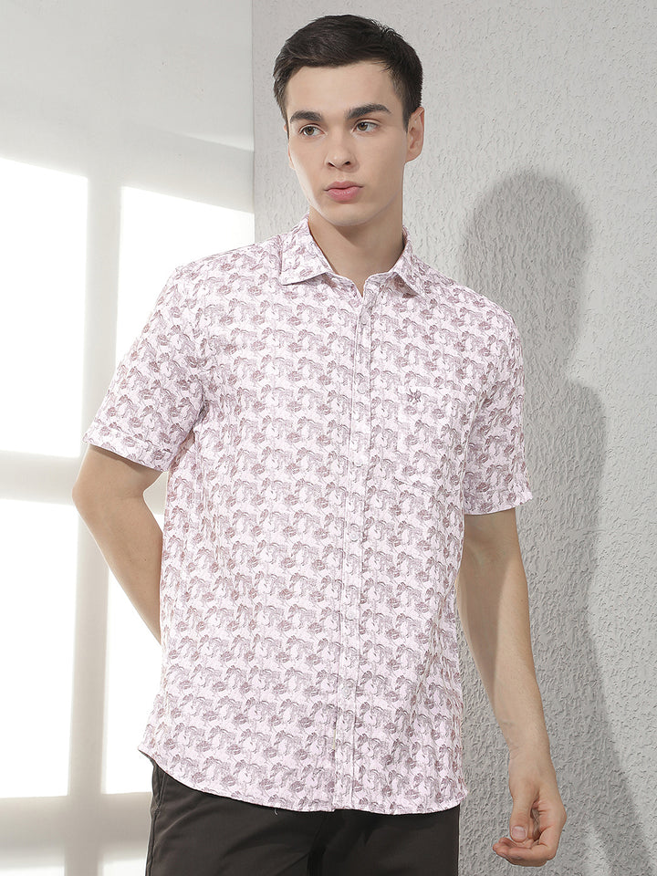 Purple Floral Print 100% Cotton Shirt