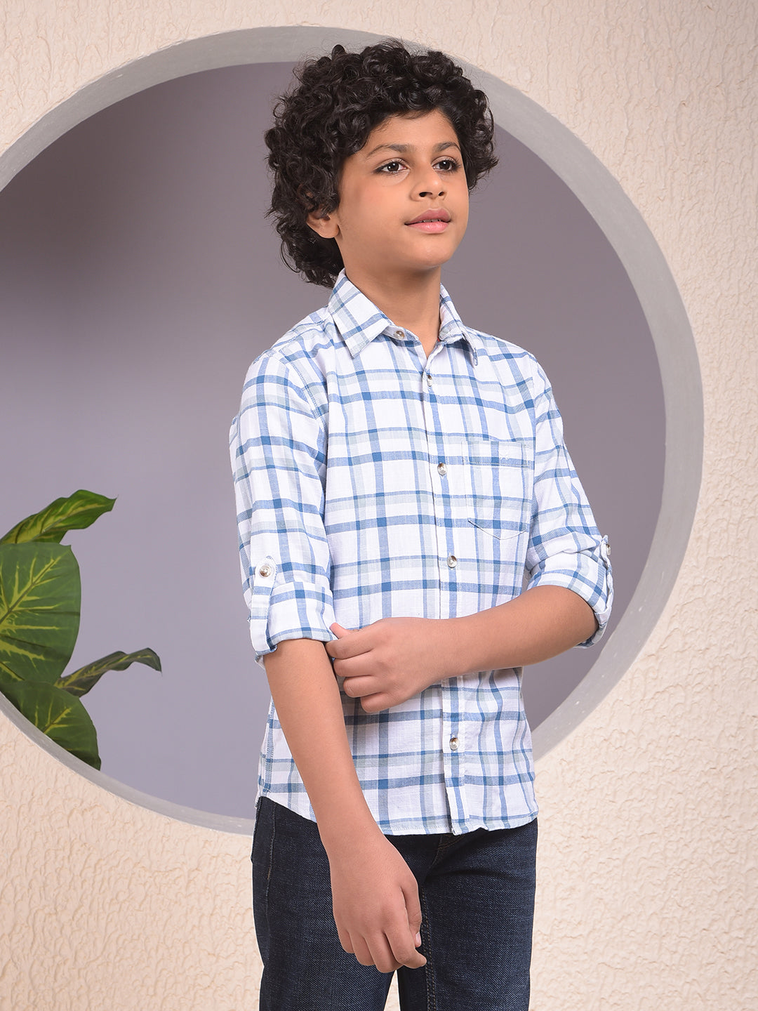 Blue Checked 100% Cotton Shirt