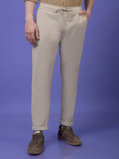 Light Beige Smooth Knit Trousers