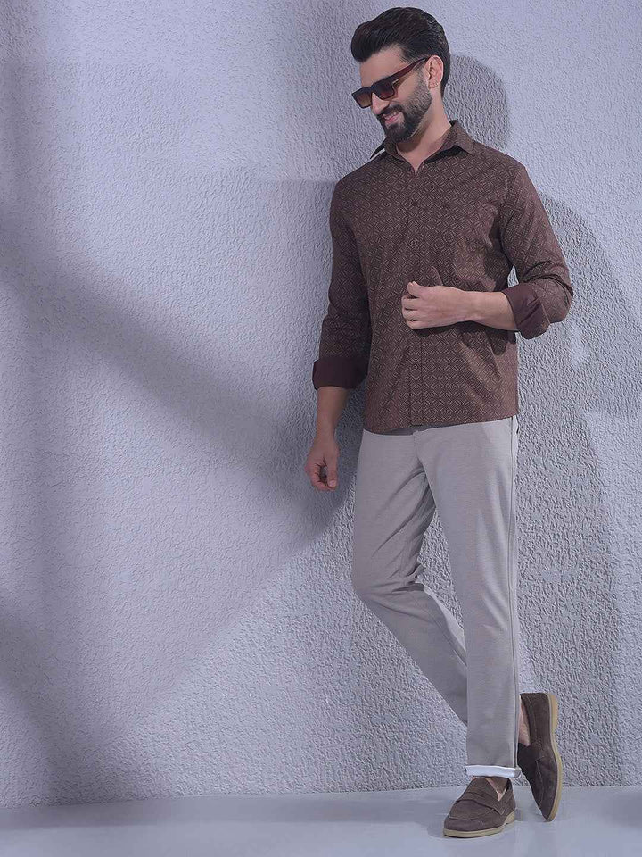 Brown Printed Shirt