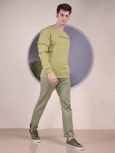 Urban Style Olive Sweatshirt with Brand Logo