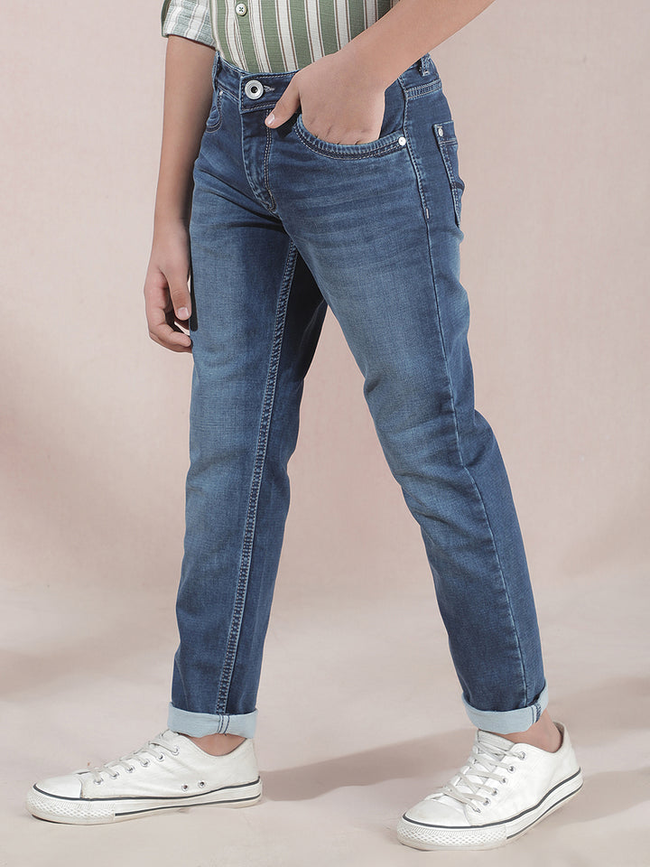 Trendy Slim Fit Navy Blue Jeans
