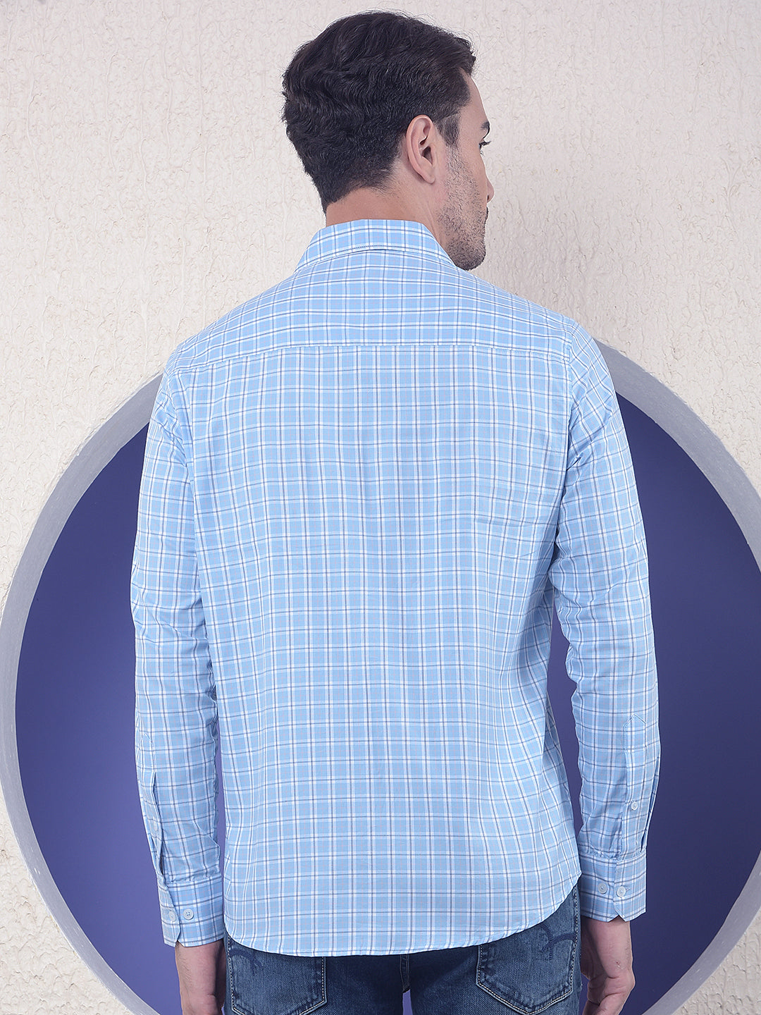Blue Checked 100% Cotton Shirt