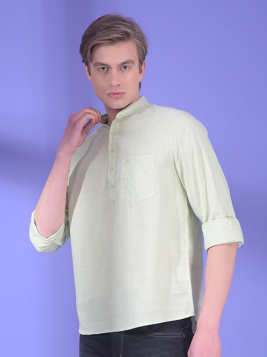 Loom Celadon Green Linen Kurta