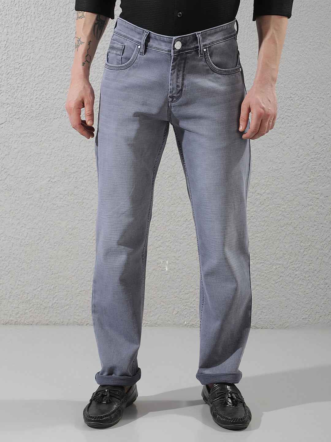 Smoke Grey Straight Jeans