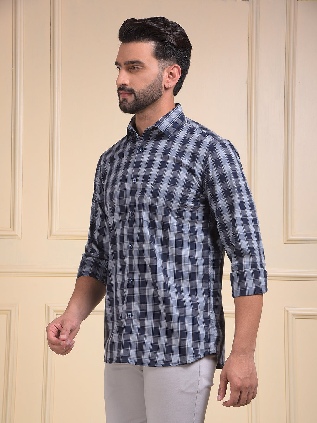 Chic Blue Checked Shirt