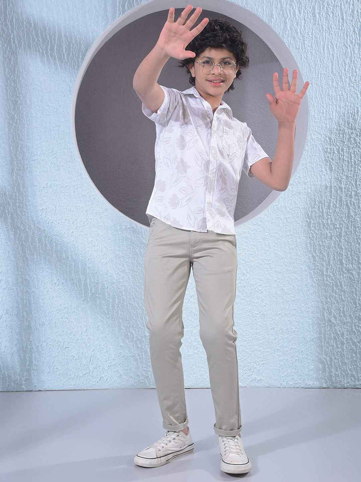 Grey Floral Print Shirt