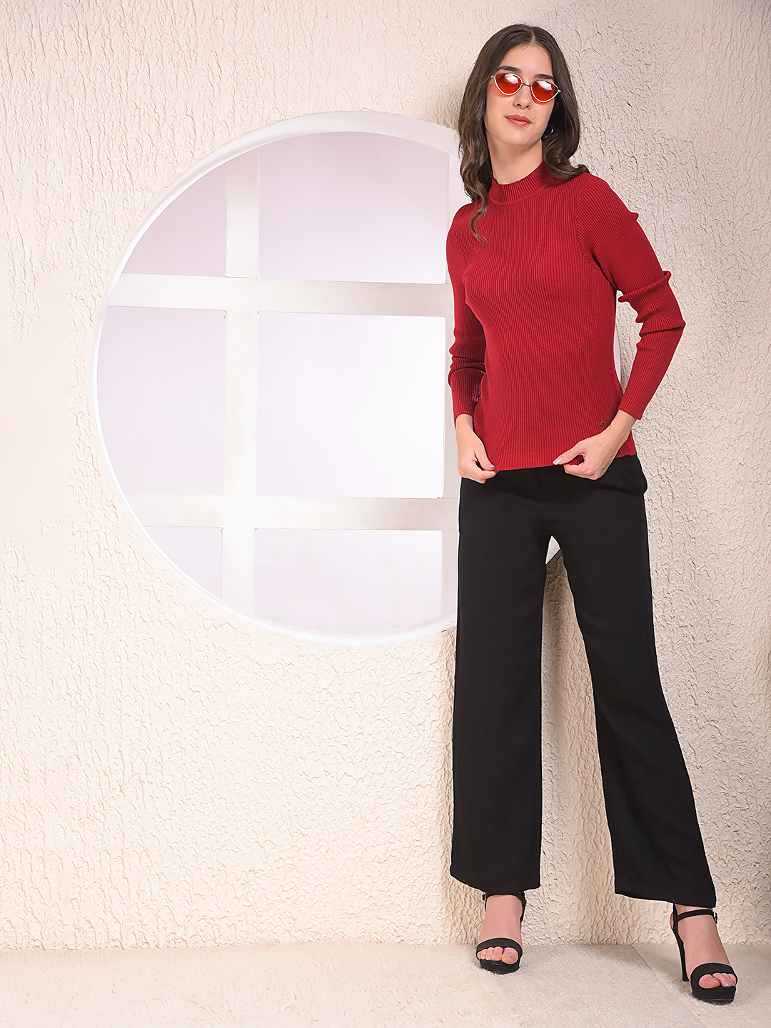 Maroon High Neck Sweater