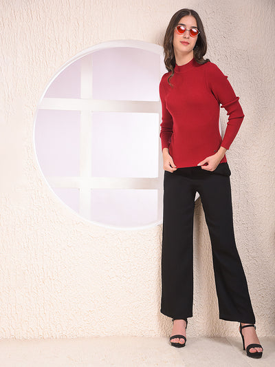 Maroon High Neck Sweater