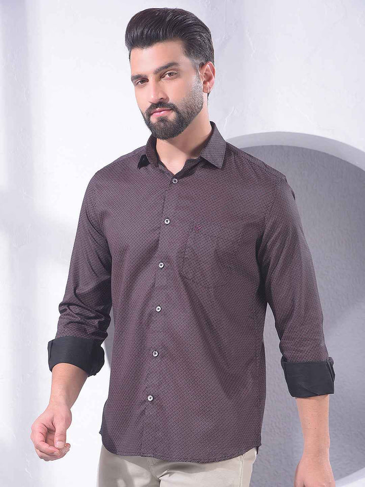 Wine Polka Dot Print Shirt