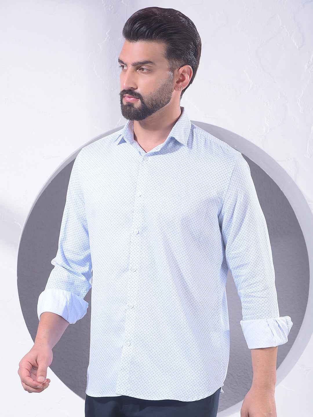 Blue Creative Printed Shirt